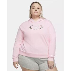 Nike Women Crop Fleece Pullover Sweatshirt Hoodie - CZ3378 - Pink 654 - Size 1X